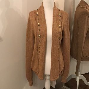 NWOT gold cardigan, jeweled trim from Buckle